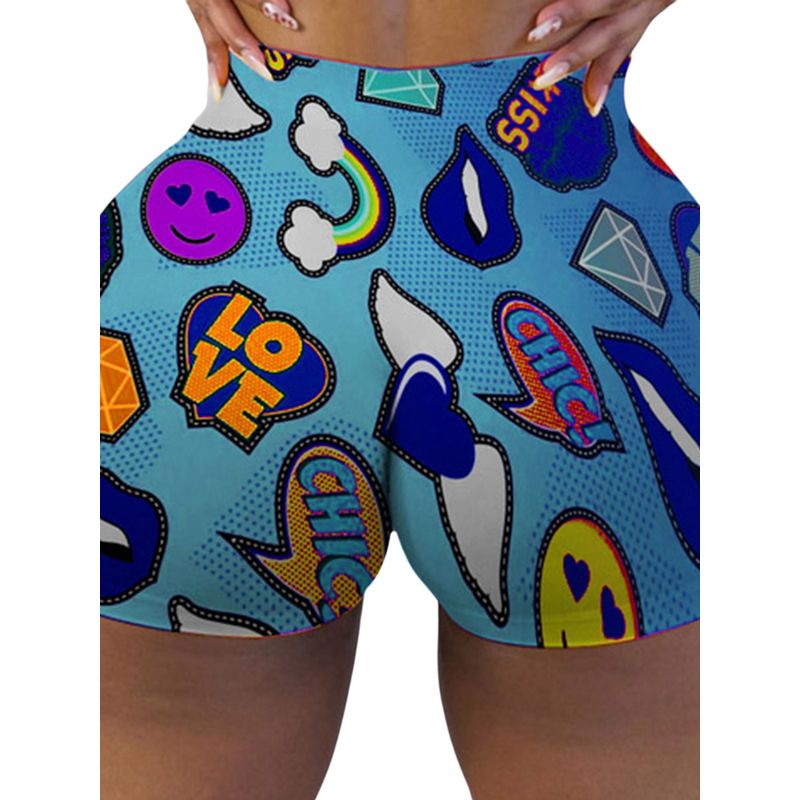 2021 Women Ladies Fashion Fun Print Shorts Ladies Summer Stylish Shorts for Daily Wear