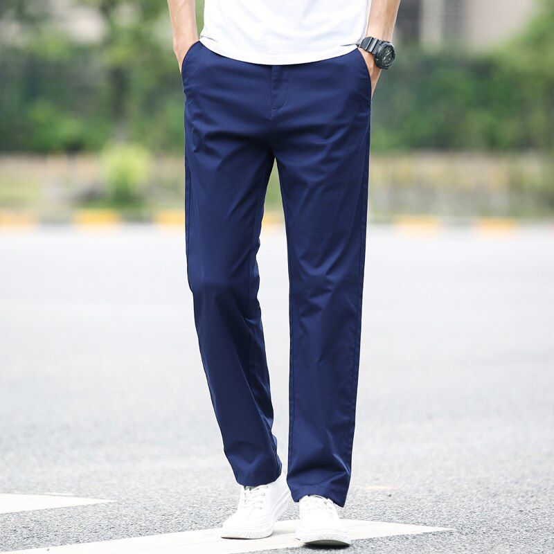 Autumn Winter Pants Men Cotton Fashion Business Stretch Men Chinos Trousers Casual Black Pants Male Pentalon Homme Mens 40