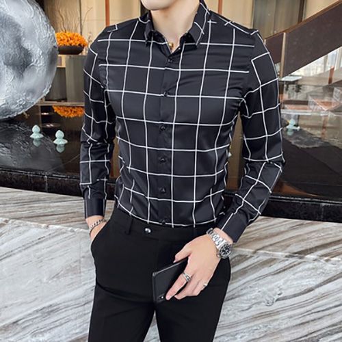 2021 New Men's Fashion Business Casual Striped Long Sleeve Shirt Men's Brand Slim Check Professional Dress Shirt tops S-XXXL