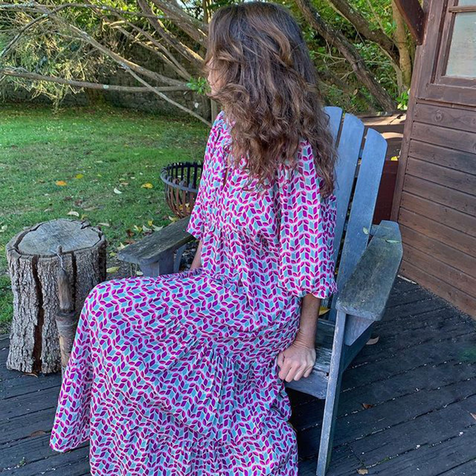 Casual Dress V-neck Bohemia Geometry Print Vintage Long Dress