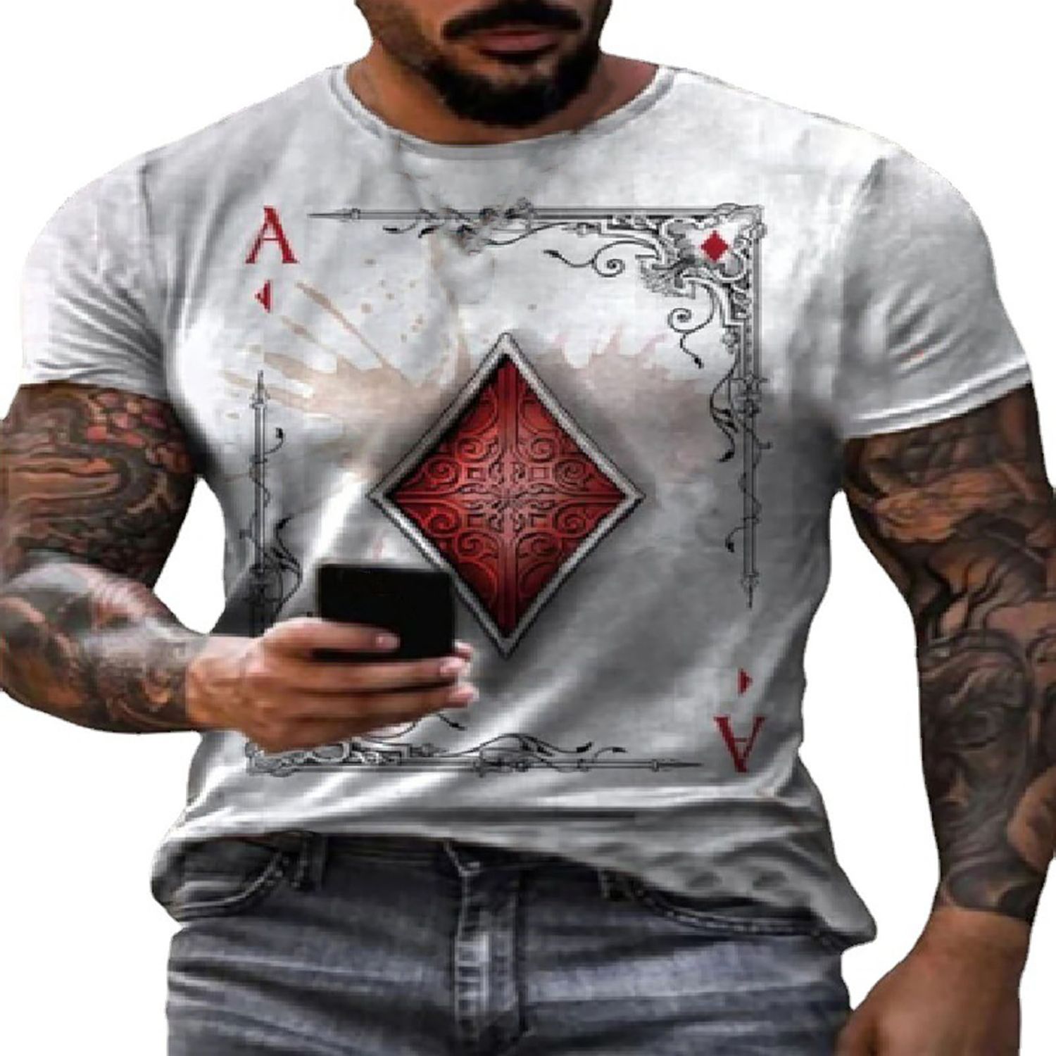 Pullover O Neck Skin-friendly Cotton Blend Men Slim Shirt for Sports