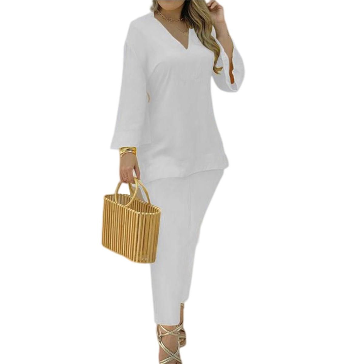 Women Outfit Irregular Hem Loose-fitting Patchwork T-shirt Pants