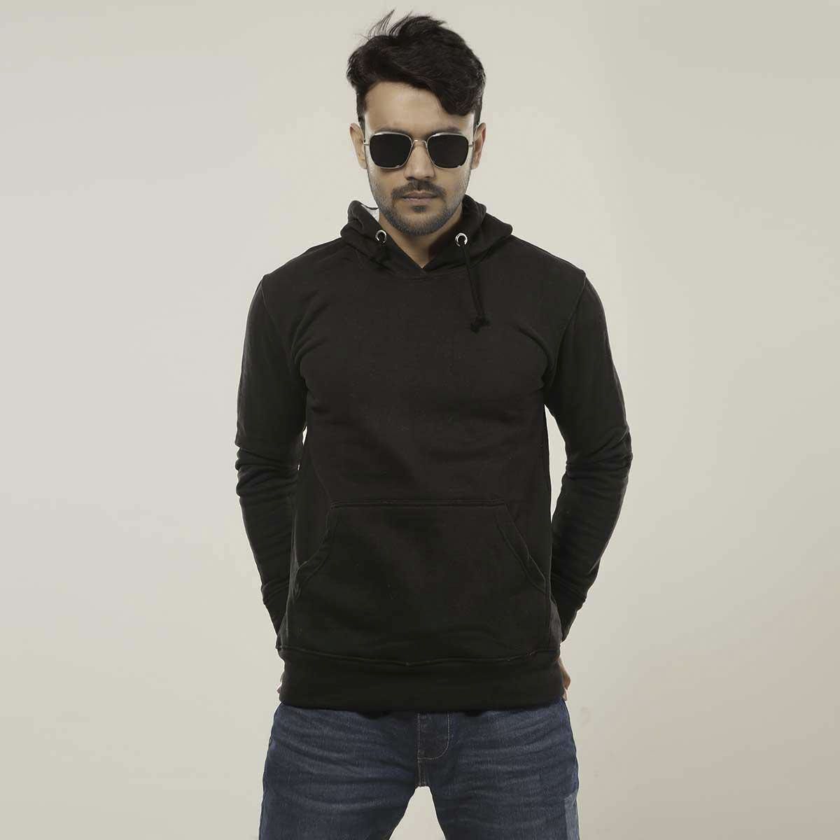 Men's Black Plain Hoodie