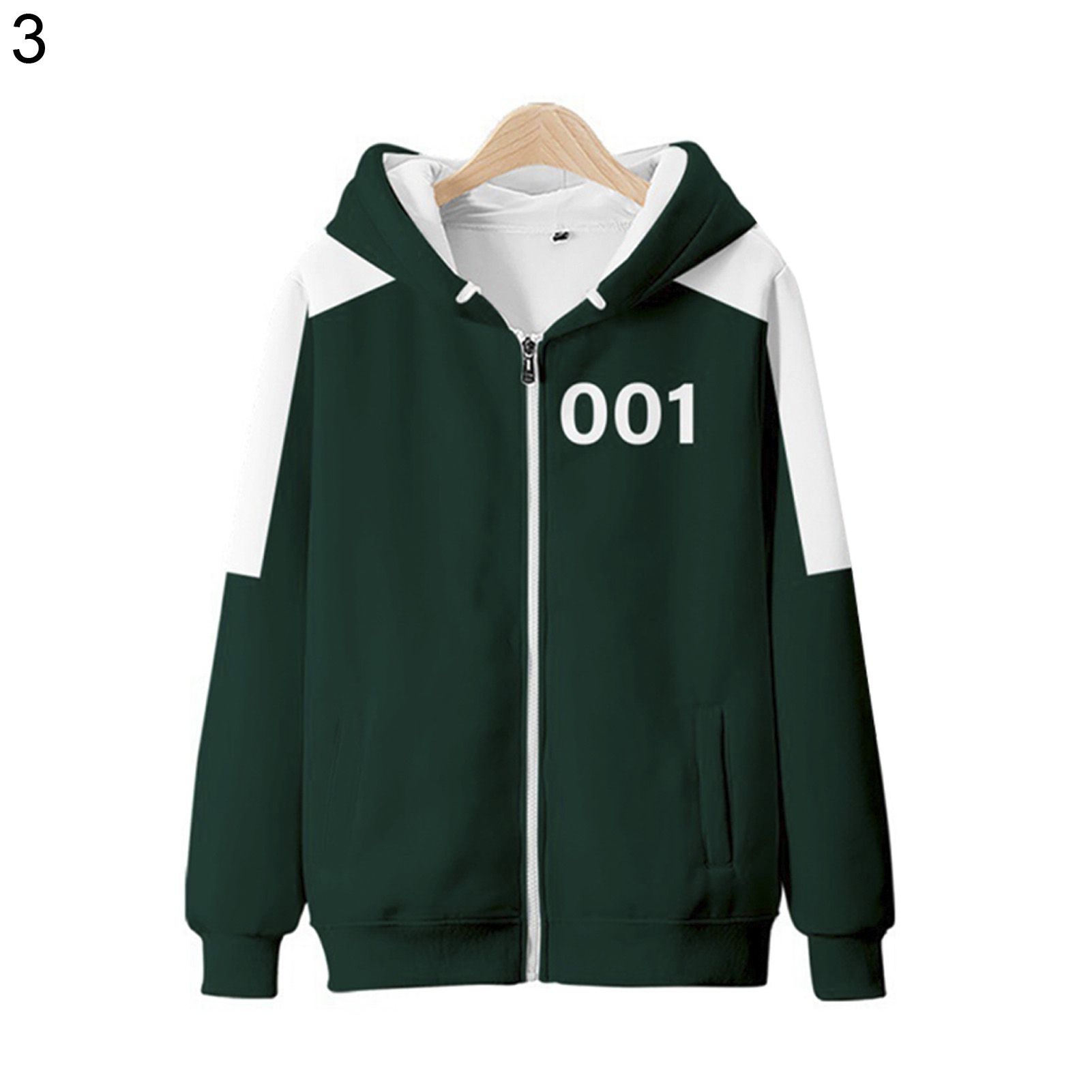 Squid Game Sweatshirt Hooded Pockets Zipper Drawstring Squid Game Sweatshirt