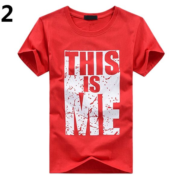 Men's Casual Fashion THIS IS ME Quote Letter Printed T-shirt Summer Top Tee