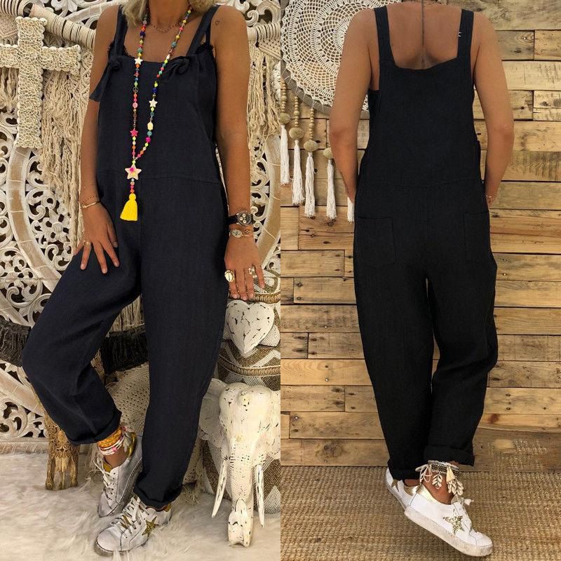 Hot Women´s Casual Dungarees Overalls Jumpsuit Ladies Romper Pants Long Playsuit