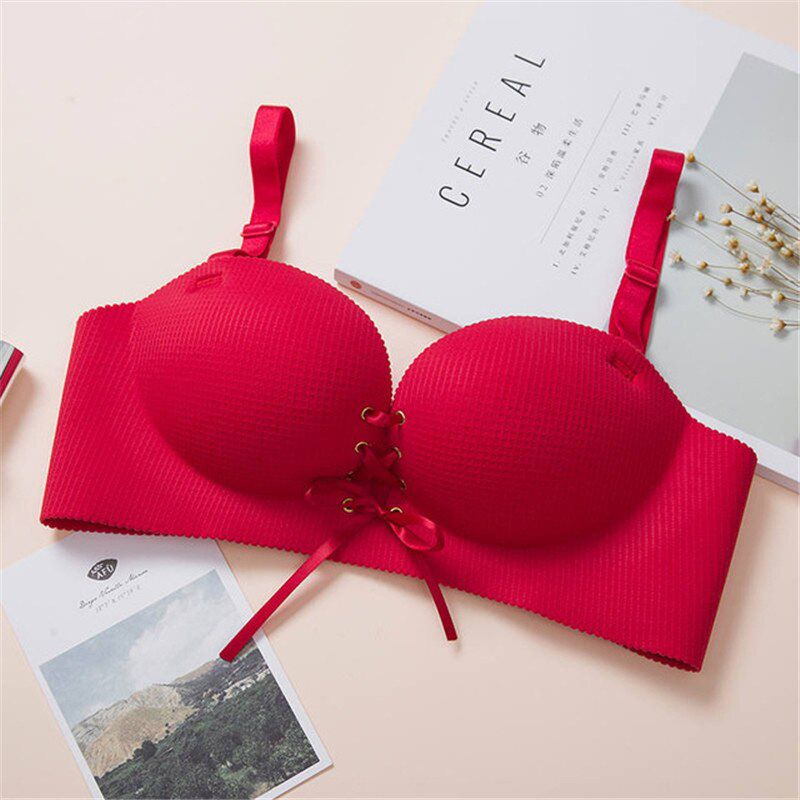 Ladies Gathering Invisible Bras Bralette Underwear Women Push Up Strap Bra Bandage Brassiere Backless Bras