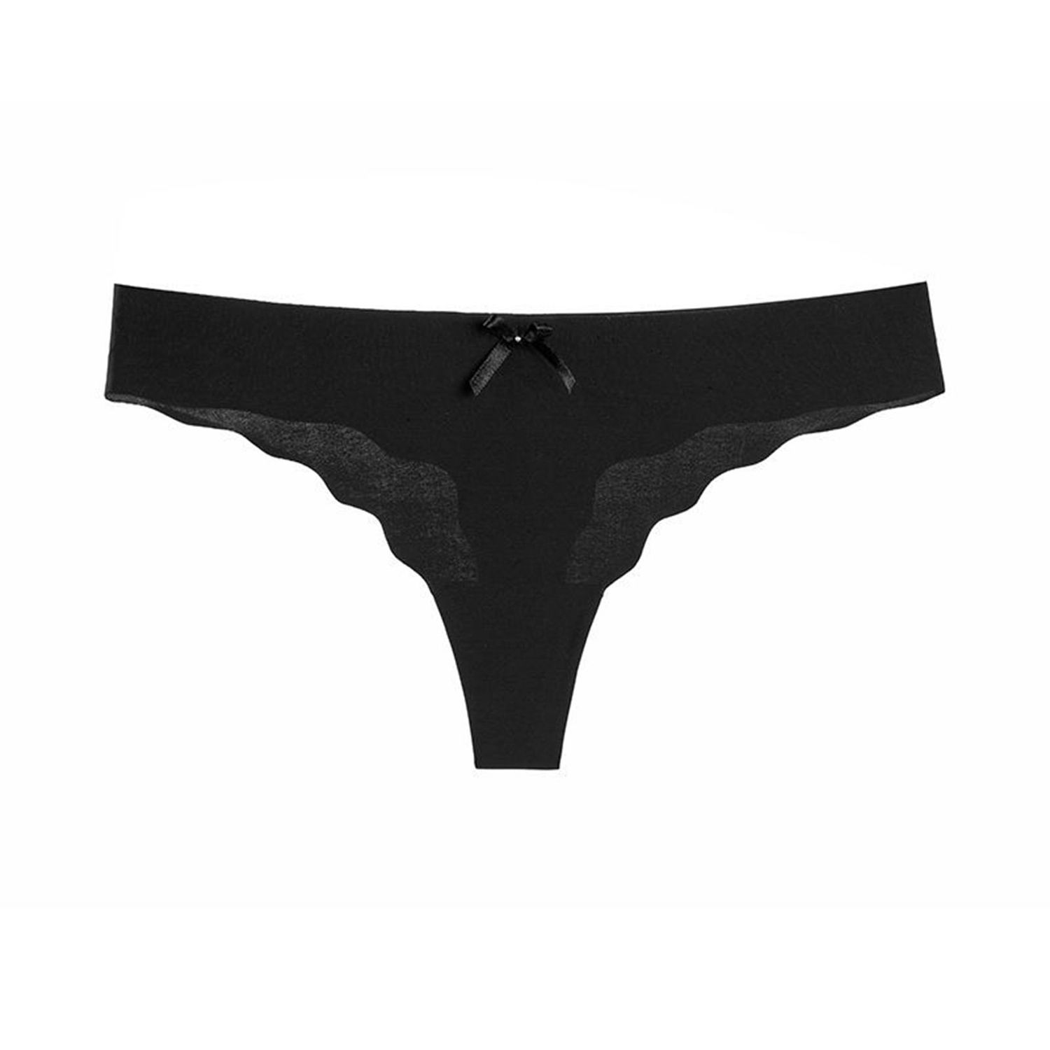 Women High Waist Solid Color Leopard Stretchy Briefs Bowknot G-strings Thongs