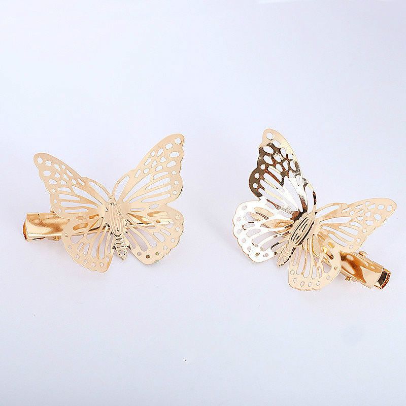 1/2Pcs Fashion French Gold Hollow Butterfly Hair Clip Hairpin Cute Hairwear Imitation Bridal Hairpin Animal Jewelry for Girls