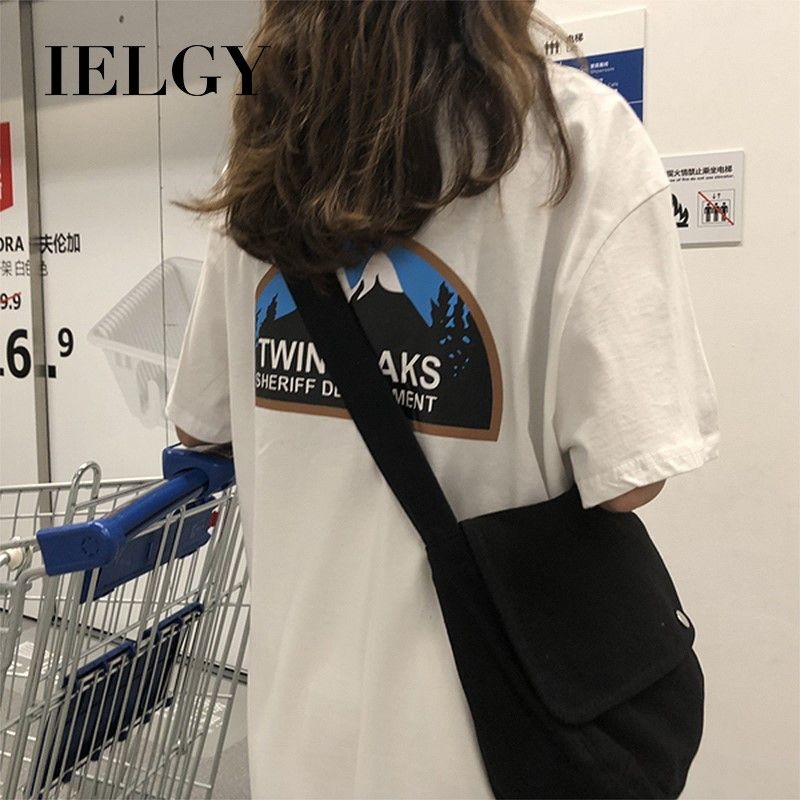 IELGY front and back printed short-sleeved T-shirt female summer Korean loose mid-length student clothes tops women's clothing