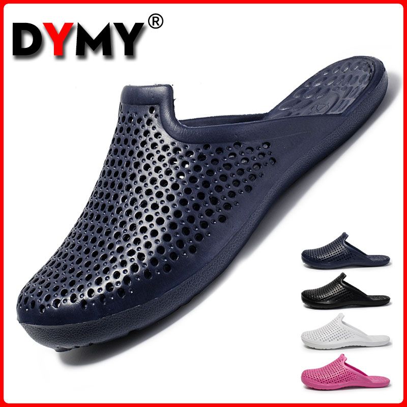 DYMY Plus Size Slippers for Men Loose Beach Sandals for Women Breathable Shoes Soft Bottom Bath Sandals Shower Shoes Couple Sandals