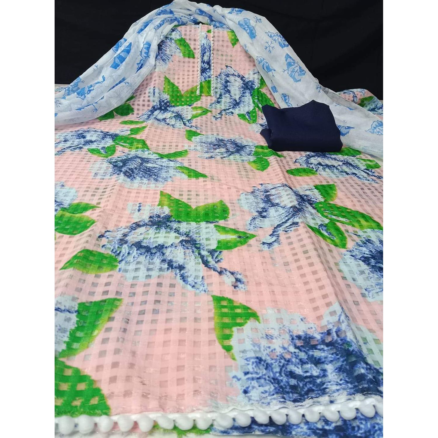 Unstitched Cotton Salwar kameez for Women 3Pcs.