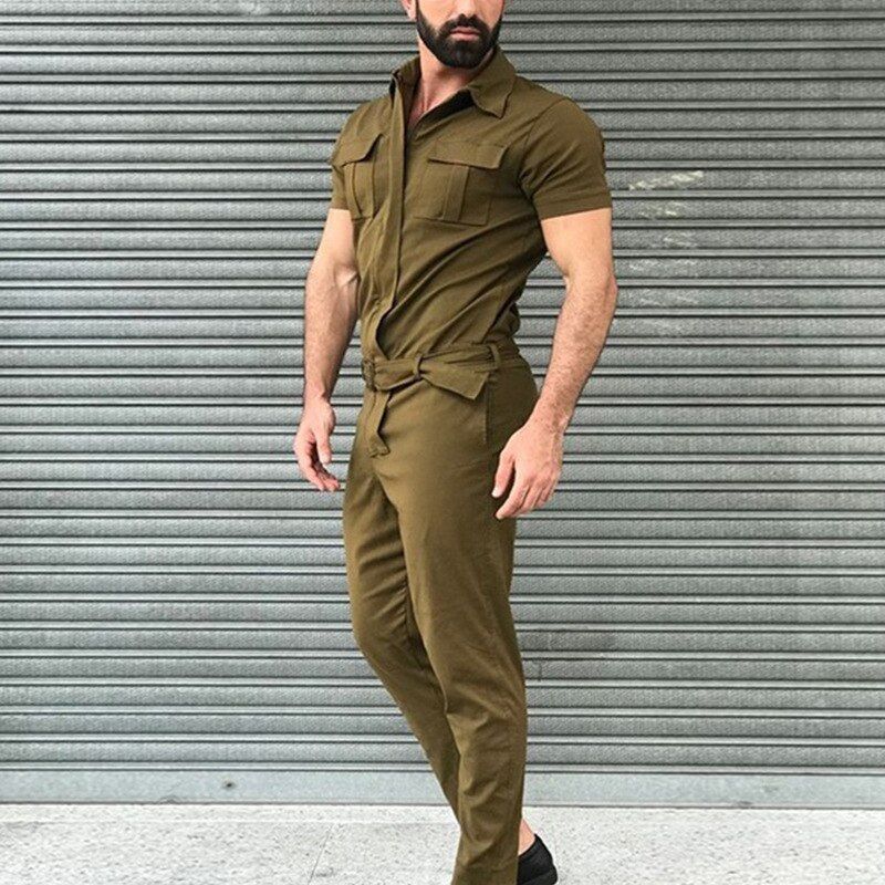 Mens Overalls Dungaree Bib Overalls Male Jumpsuits Cargo Work Pants Trousers Plus Size Bodysuit Casual Moto Biker Pants