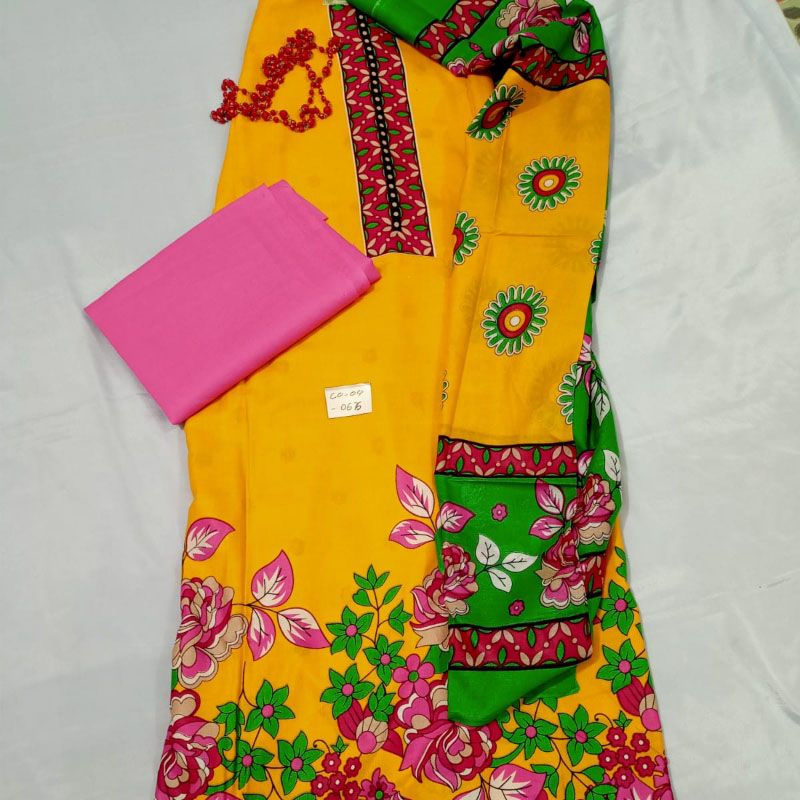 Stylish Design Unstitched Cotton  Salwar Kameez for Women (3 Piece)
