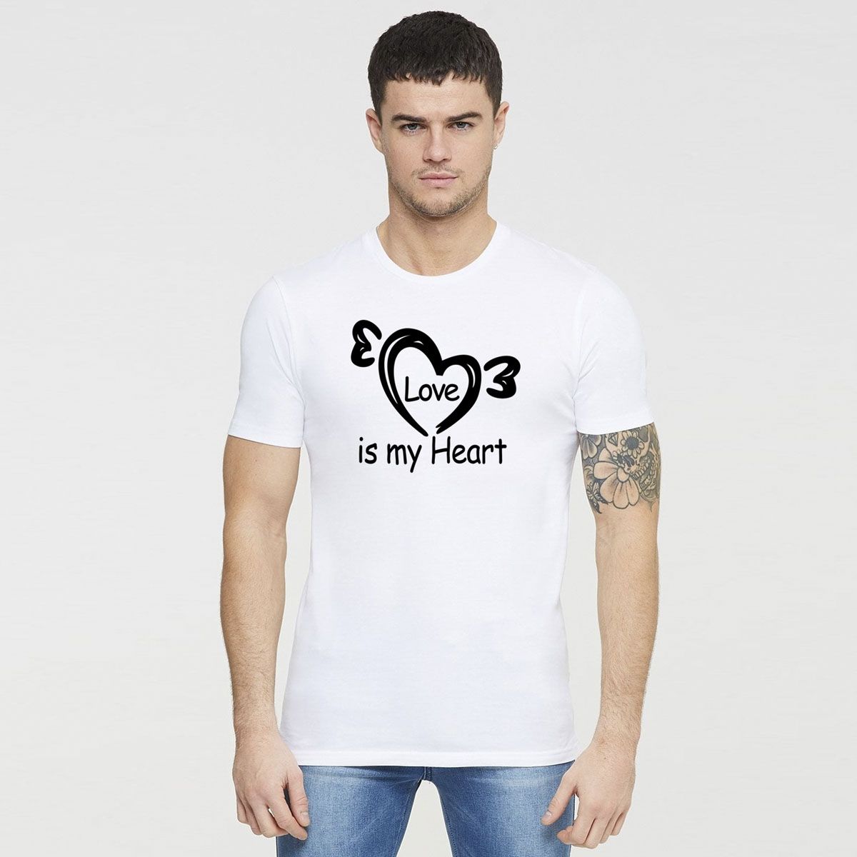 WhiteLove Is my Heart Printed Slim fit T-Shirt for Man