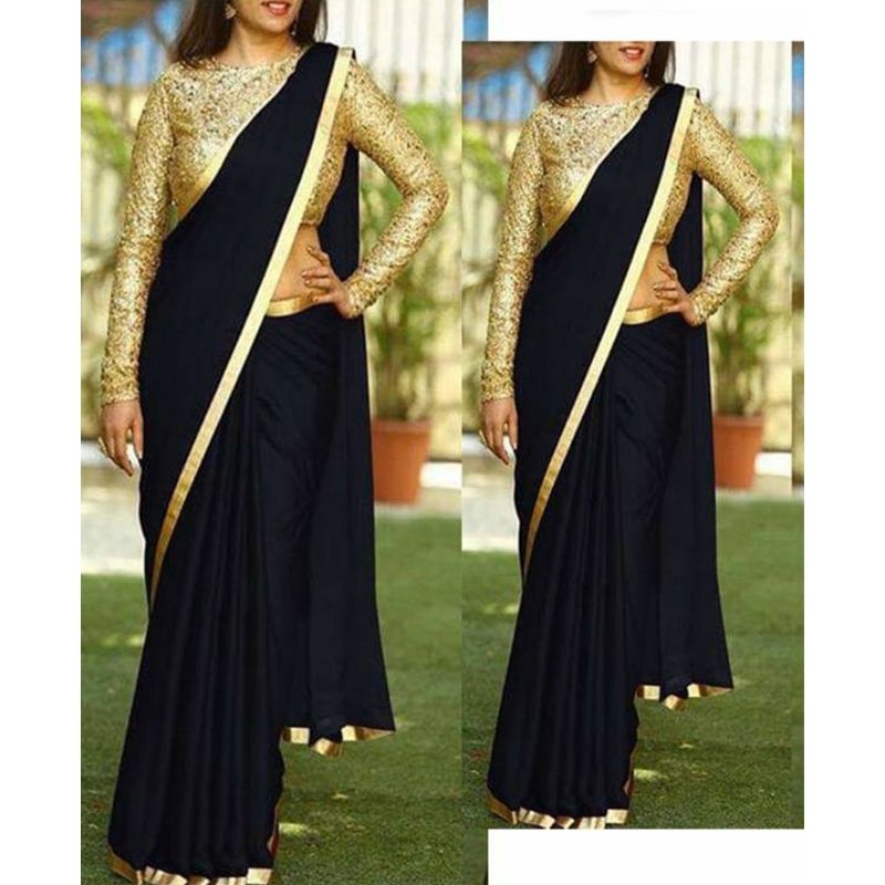 Lace Fitted Weightless Georgette Saree, for Women's With Running Blouse Piece.