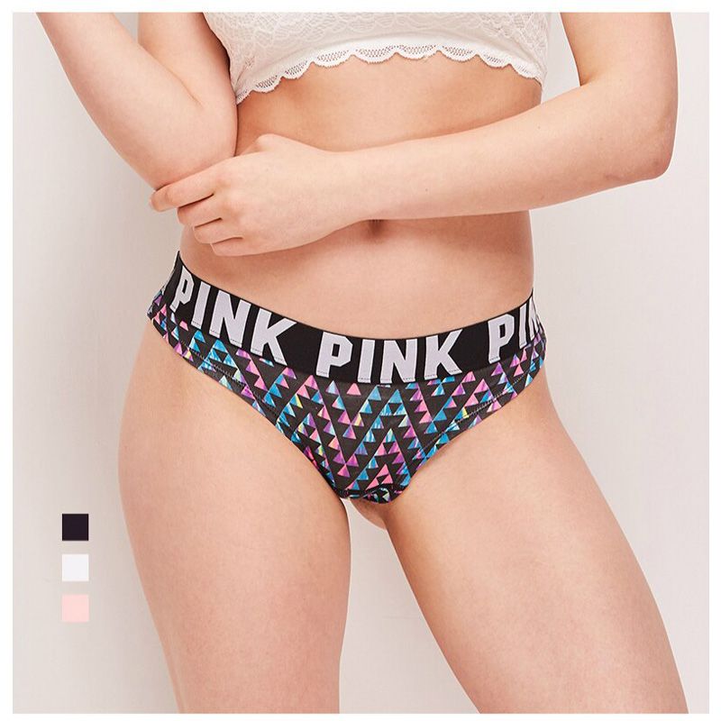 Gym Yoga Shorts Women se_xy Thongs Underwear Ladies Letter Pink Printing Low-waist se_xy Hips Seamless Cotton Fabric Women Panties