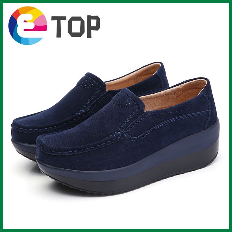 New Flat Shoes for Female Non-slip Korean Version Female Loafers Comfortable Leisure Increase Muffin Shoes Wedge Female Plus Size Shoes 35-42