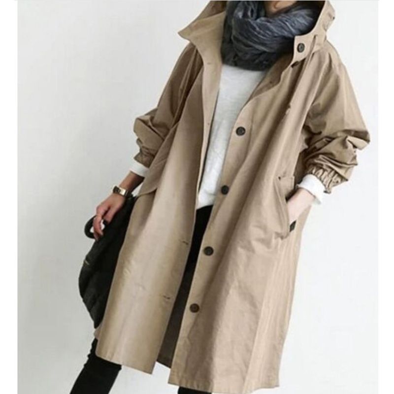 Fashion Womens Trench Coats Hooded Long Spring Autumn Windproof Lady Female Casual Clothes 8 Color Windbreaker Korean Style