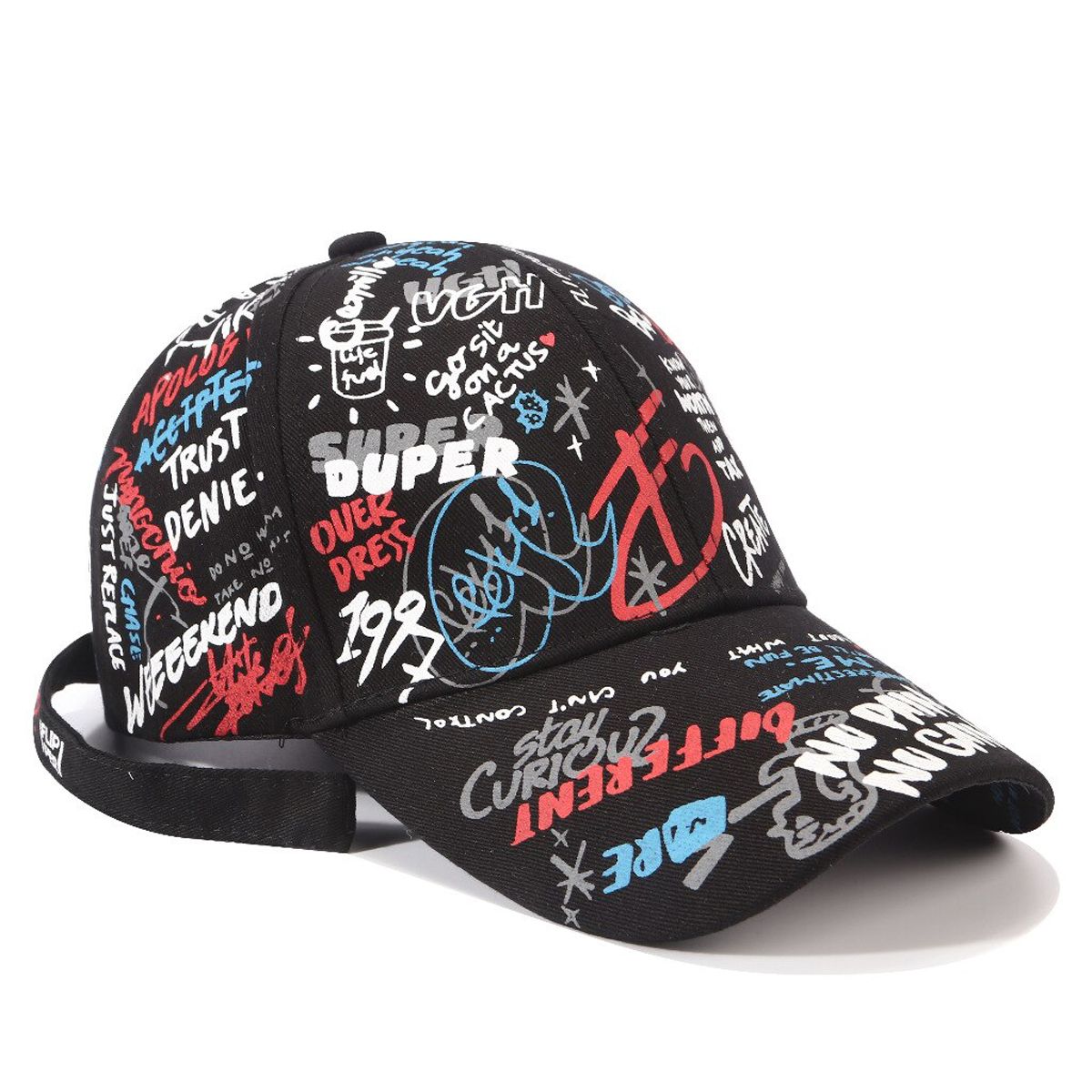 Letter Baseball Graffiti Sun Hip Cap Visor Spring Hat Men Adjustable Snapback Cotton Cap For Women Men Hats