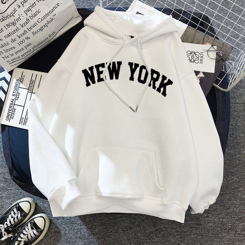 YORK Letter Print Hoodies Sweatshirt Pullovers Autumn Tracksuit Women Sweats Men Hoodie  Hop Boys Clothing Coat Punk