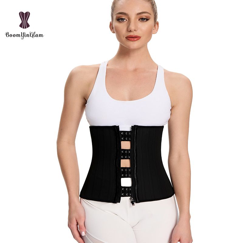 Black Cream 3 Hook And Eye 25 Steel Booned Latex Waist Trainer Fajas Girdle Sashes Waistband Plus Size Underwear Corselet Women