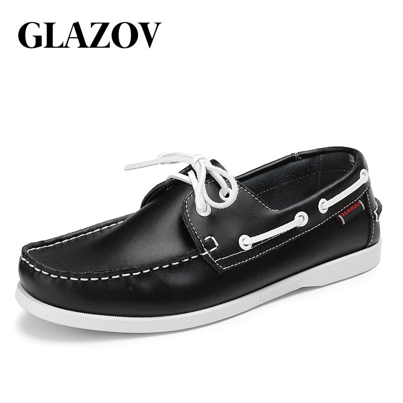 Leather Men Boat Shoes Design Hand Sewing Slip-On Mens Loafers Casual Driving Moccasins Business Men Shoes