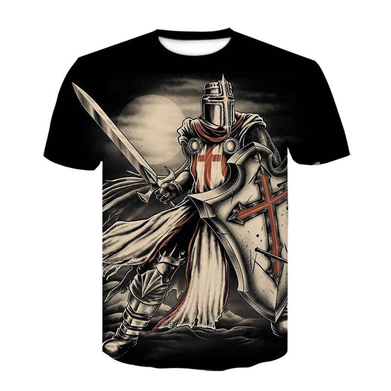 Knights Templar 3D Print T Shirt Knights Templar Fashion Casual T-shirts Men Women Hop Harajuku Streetwear T Shirt Tee Tops