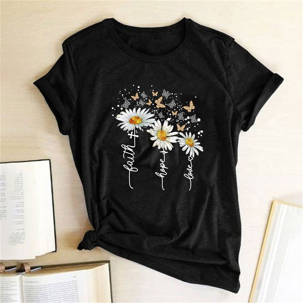 Butterfly Print Women T-shirt Short Sleeve Casual Summer T-shirt Femme Graphic Tee Shirt for Lady Ropa De Mujer