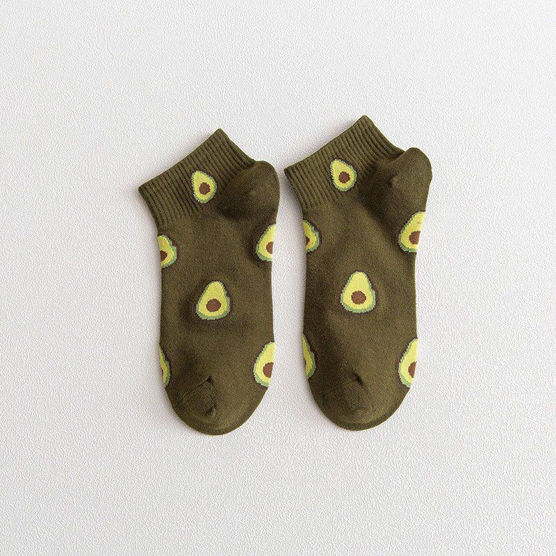 2020 Female Boat Socks Fruit Embroidery Avocado Socks Happy Cotton Ankle Funny Men Women Summer Casual Socks