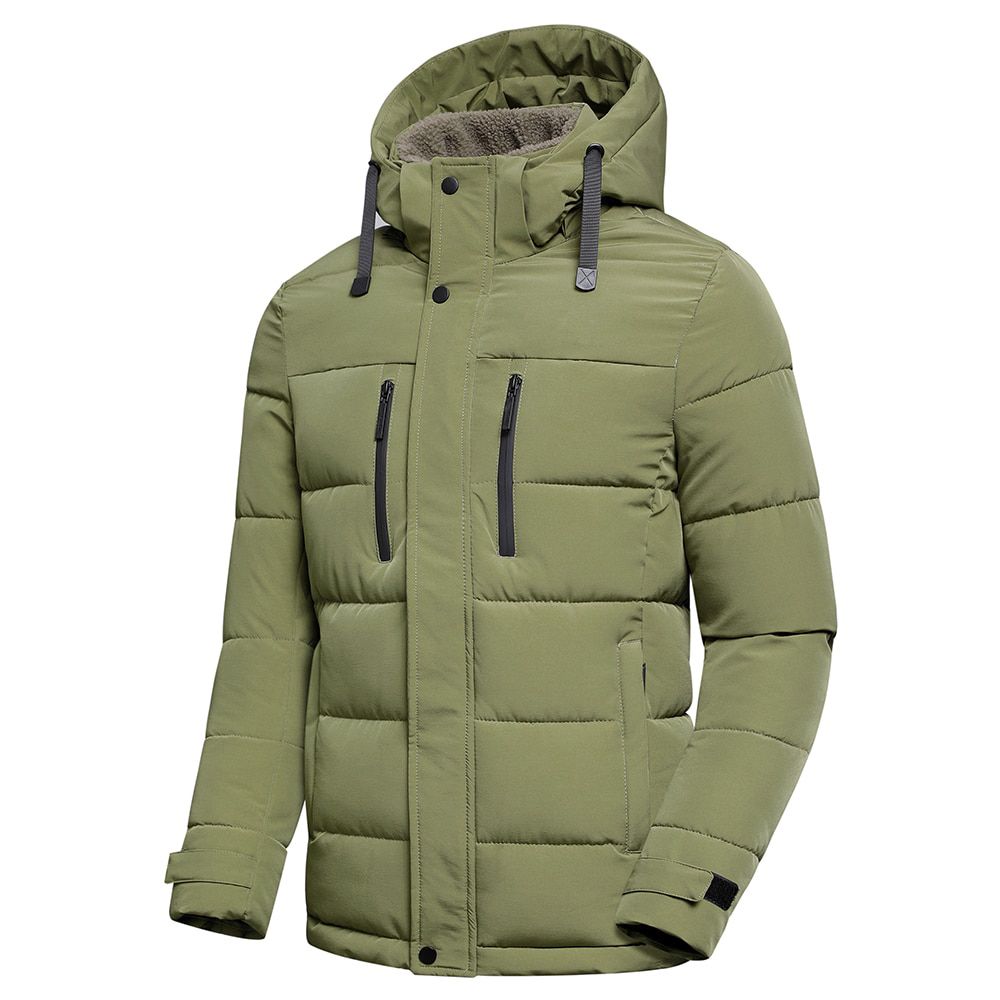 Men Winter Classic Warm Fleece Detachable Hat Parkas Jacket Coat Men Autumn Outwear Outfits Pockets Parka Jackets Men