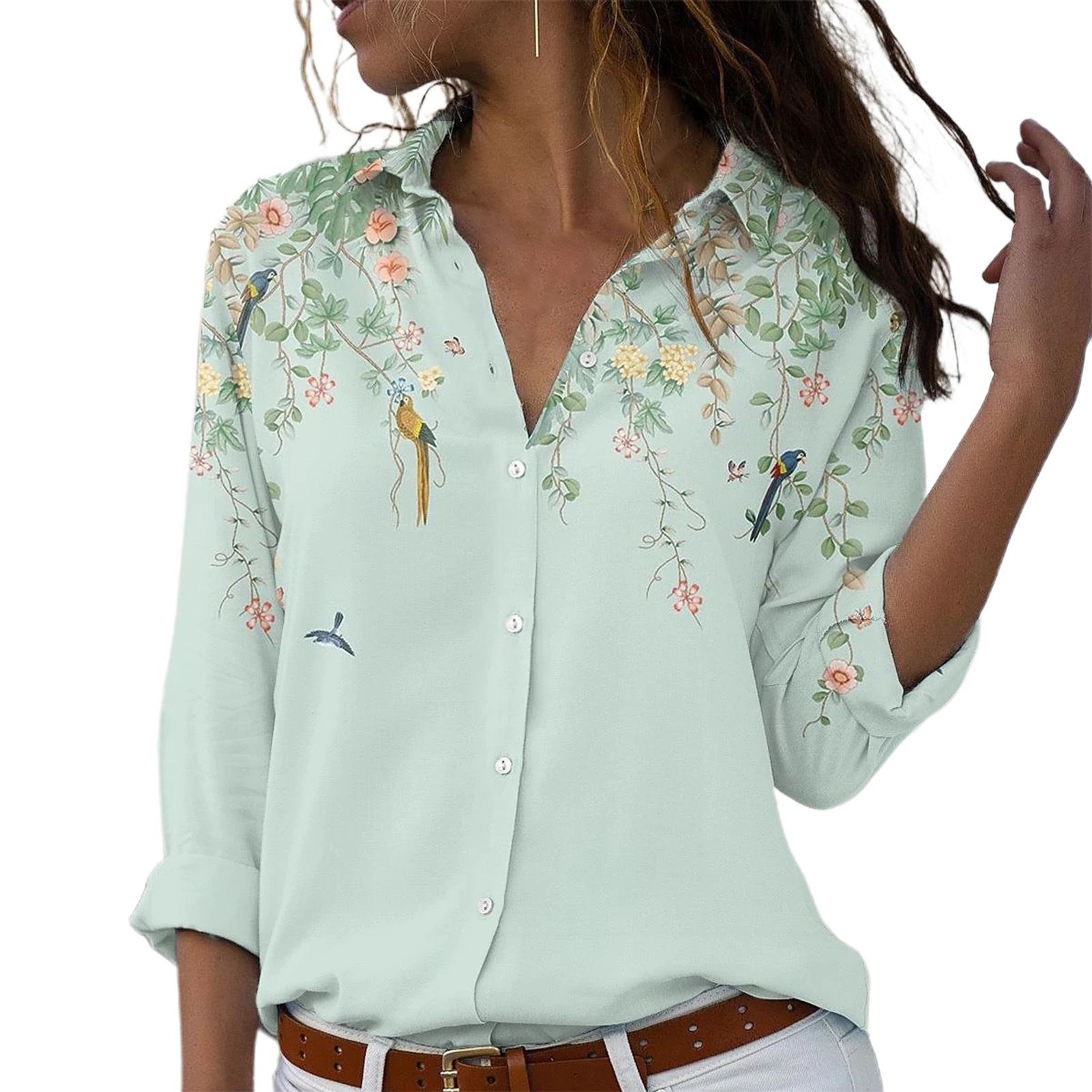 Women Blouse Quick Drying Casual Shirt With Button