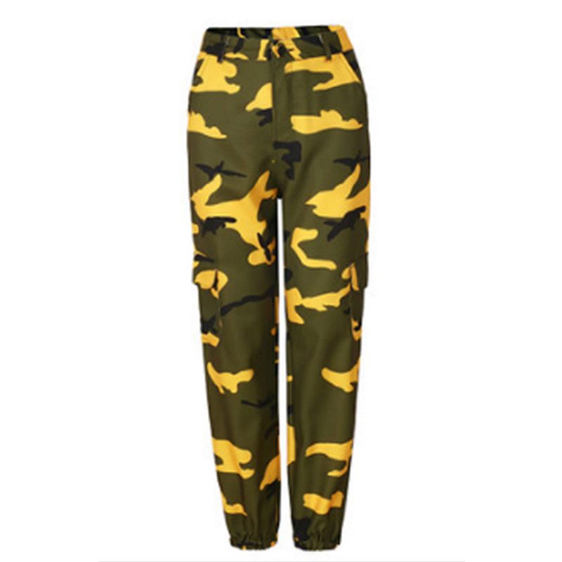 Womens Camo Cargo Trousers Casual Pants