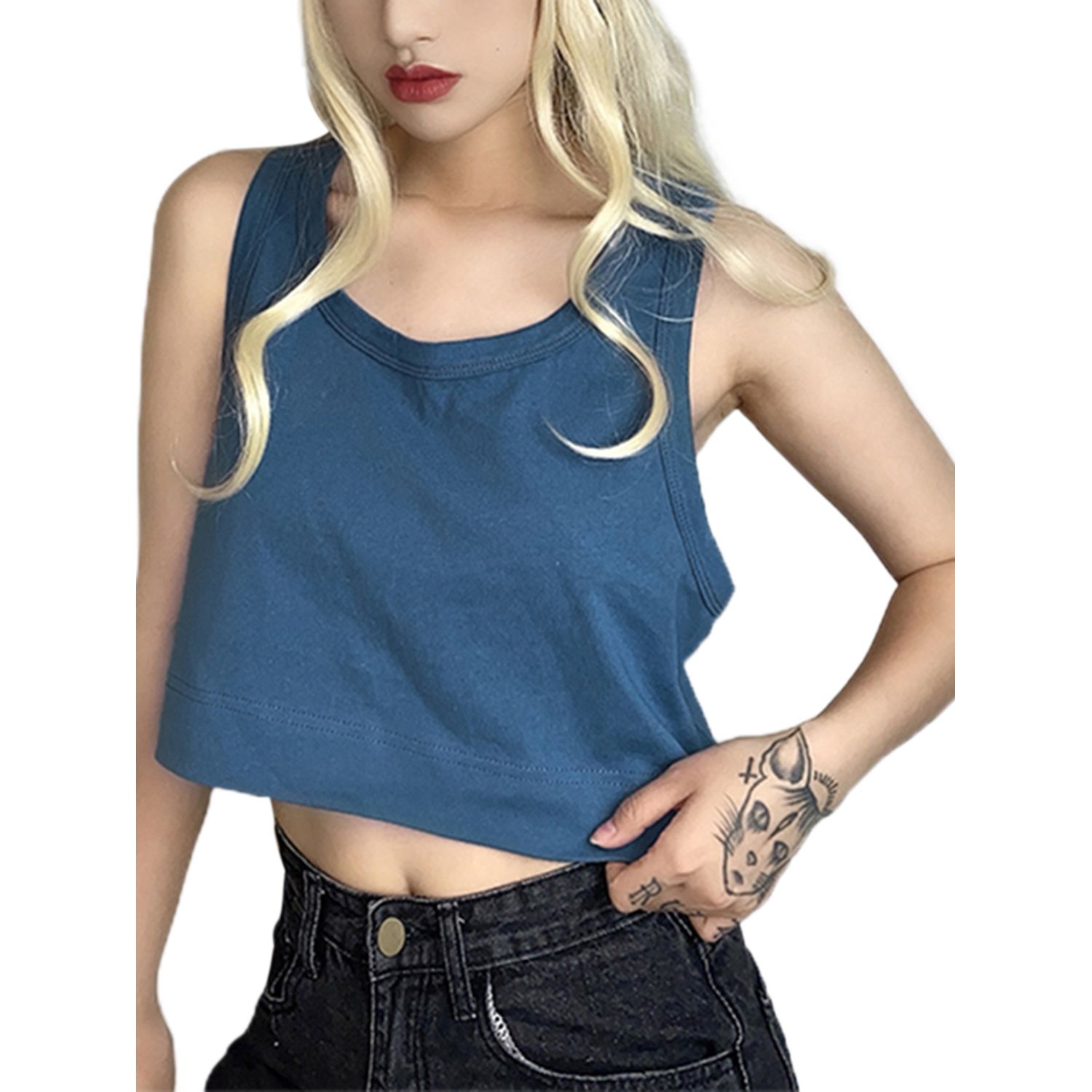 New Women's Crop Tank Tops, Basic Summer Sleeveless Loose Fitting Workout Racerback Tee Shirts