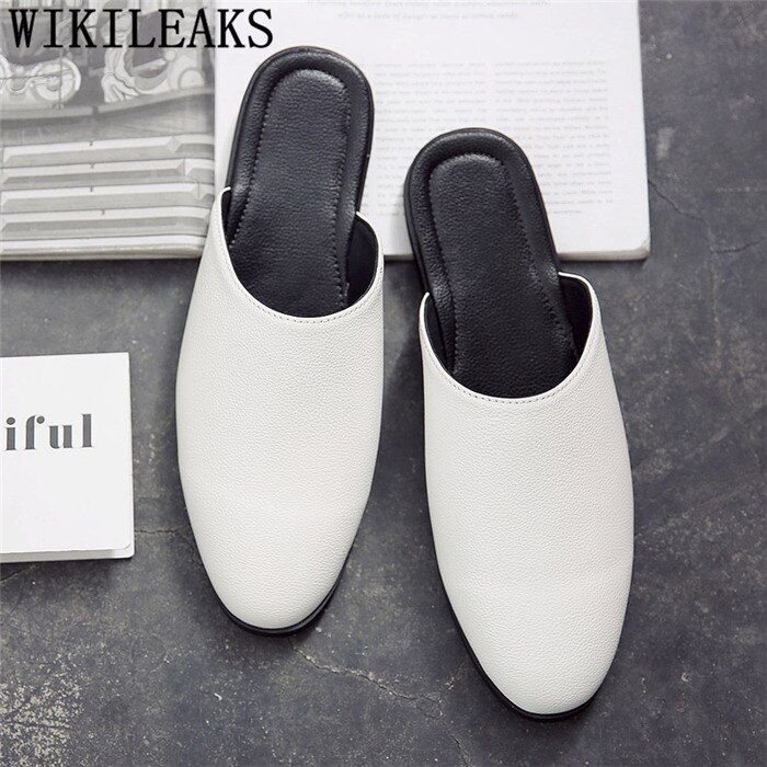 Half Shoes For Men Coiffeur Designer Shoes Men Italian Fashion Mens Shoes Casual Leather Mule Masculino  Tenis Masculino