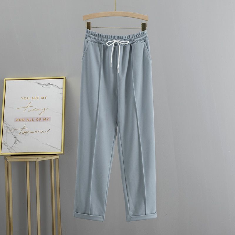 S-2XL Spring Summer Women Harem Pants High Waist Drawstring Solid Peg Leg Fly Capri Pant Workwear Trouser Carrot Pants