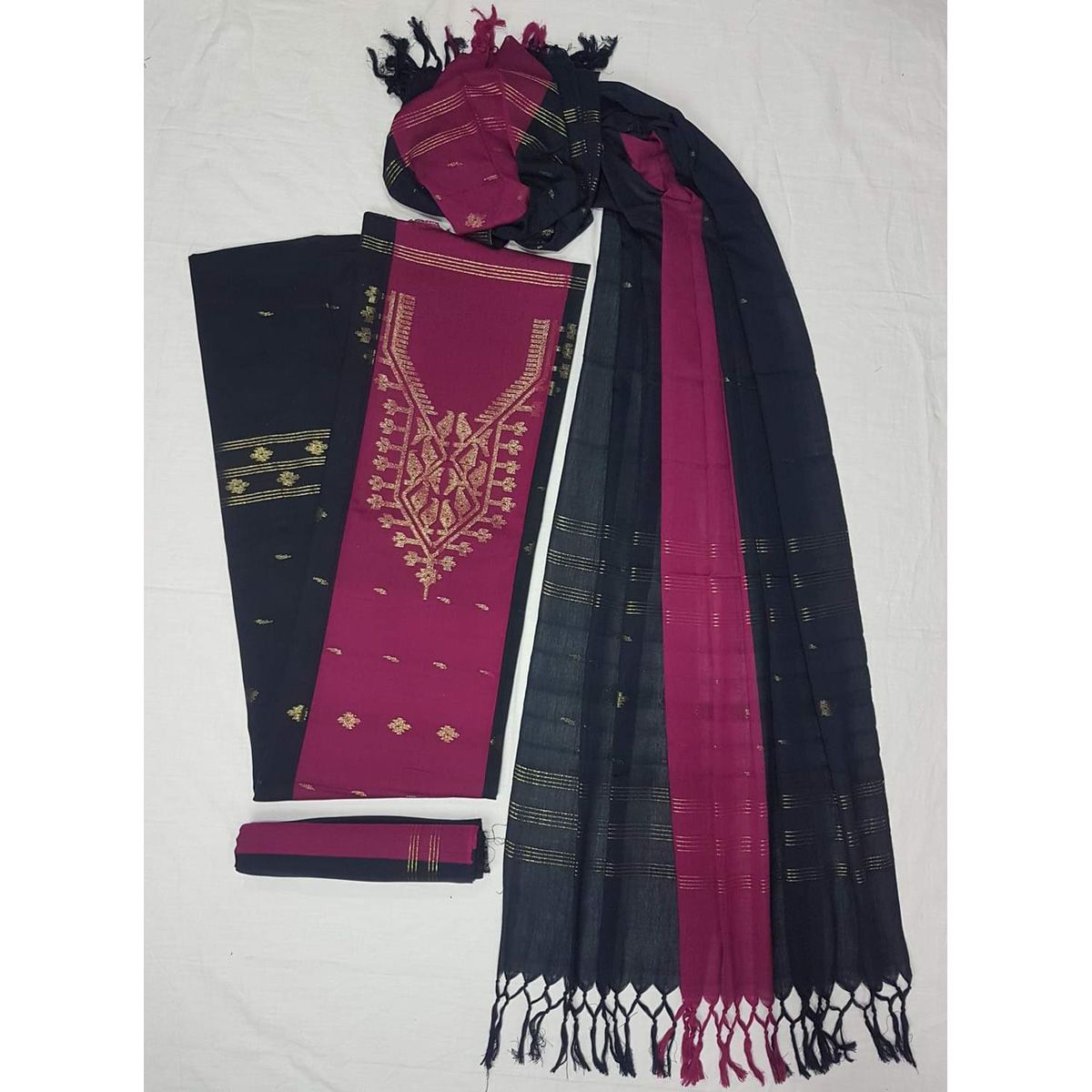 Nur Unstitched Hand Work Jamdani Salwar Kamiz Three Piece Dresses {3 Piece}