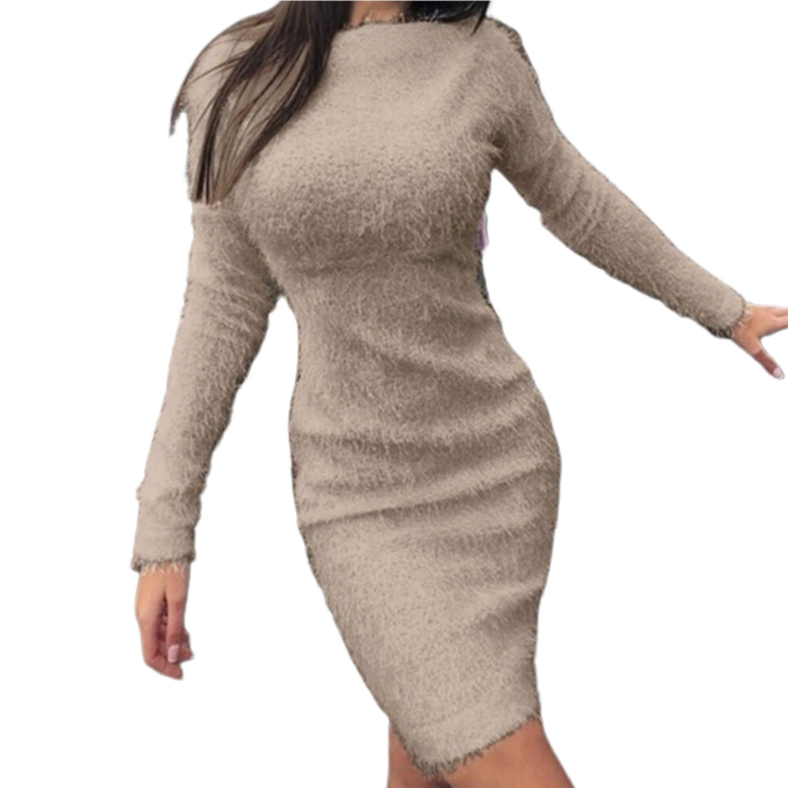 Party Dress Above Knee Slim Fit Winter Sweater Dress