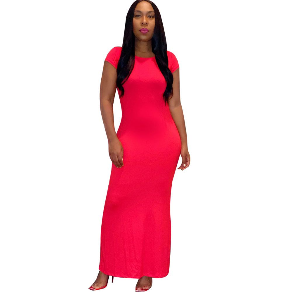 2020 Women Summer Long Maxi Dress Sexy Short Sleeve Cute O-Neck Bandage Party Night Club Casual Street Dresses Vestidos GL105