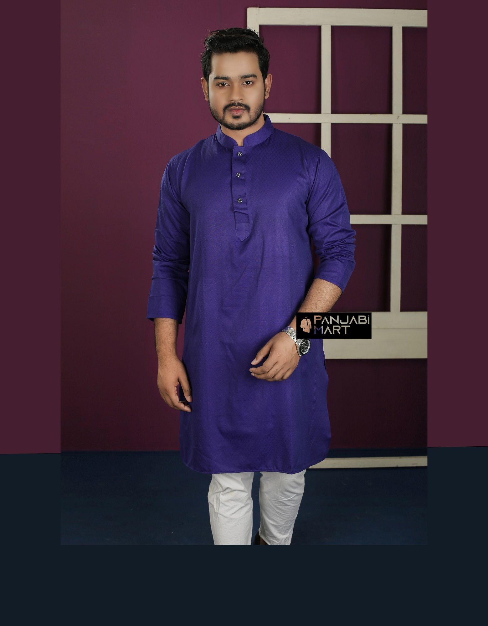 Navy Blue Menz Fashionable Panjabi For Menz