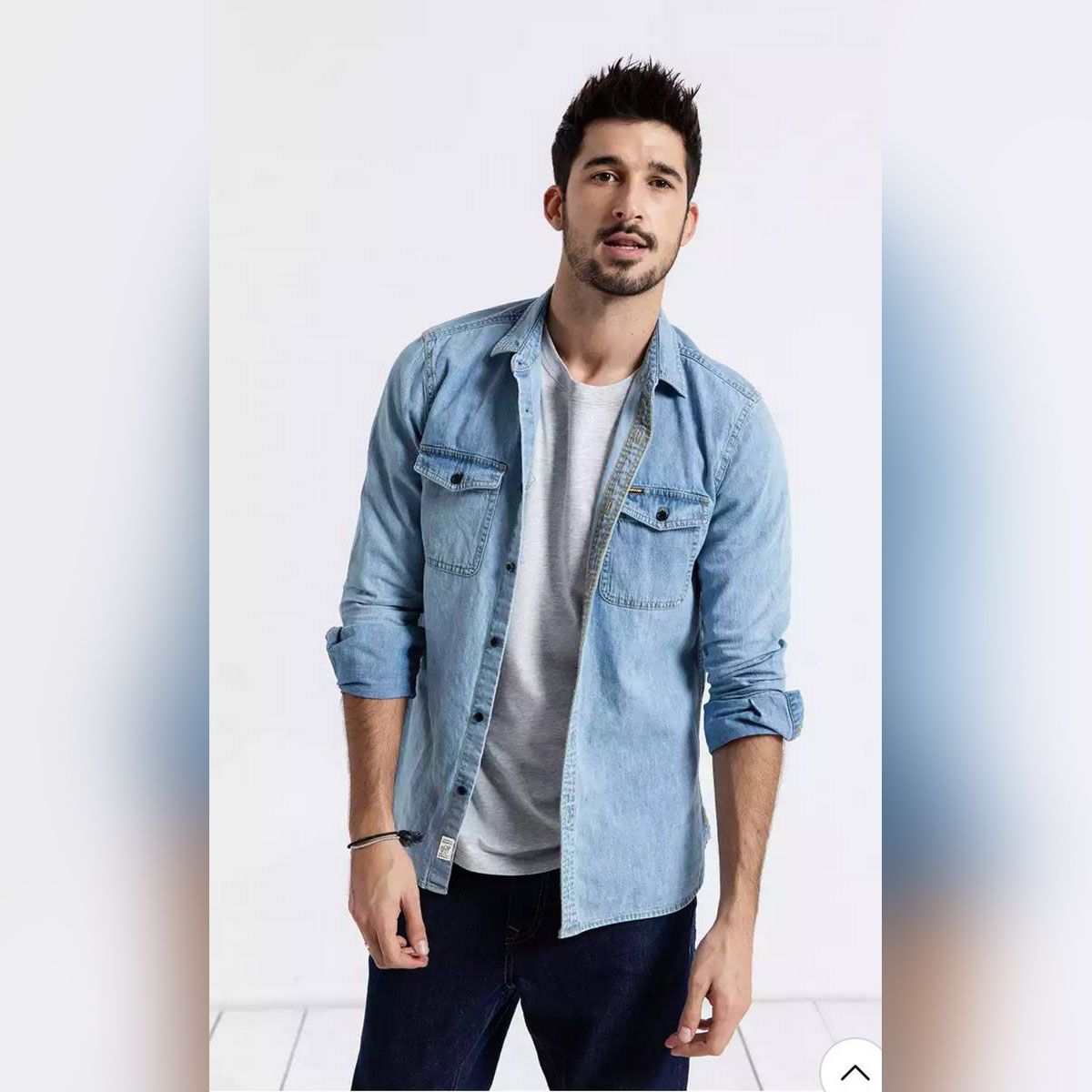 Denim Long Sleeve Casual Shirt For Men - Shirt