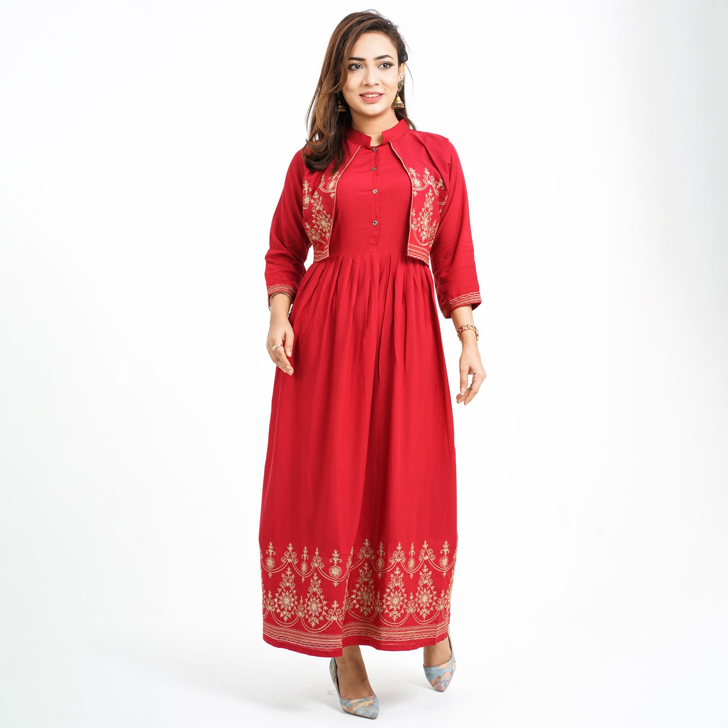 Stylist Ambrodary Koti kurti-Red