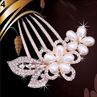 Wedding Bridal Rhinestone Faux Pearls Hairpin Flower Peock Hair Clip Comb