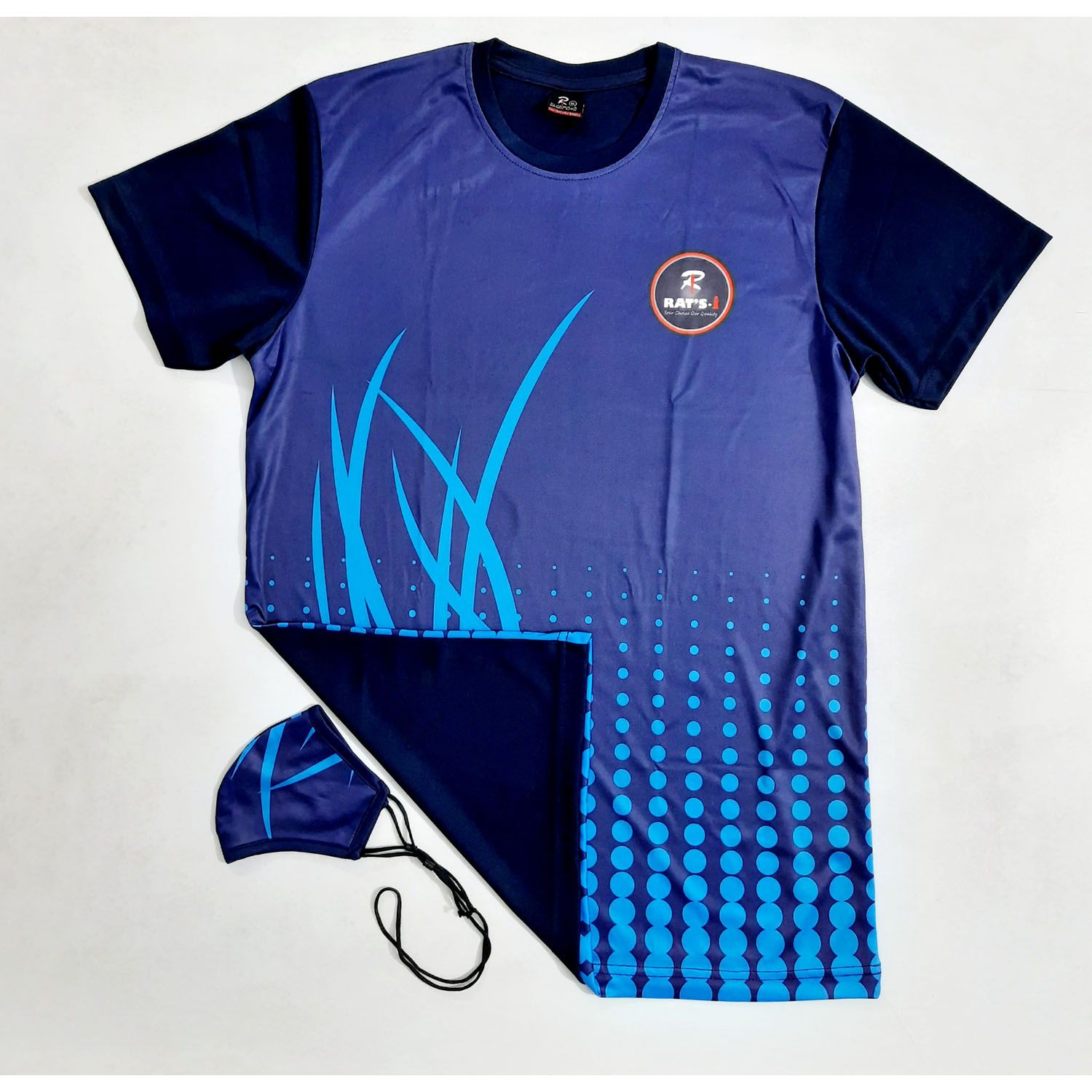 Half Sleeve Jersey Unique Design Multicolor T Shirts For Man With Free Stylish Face Mask