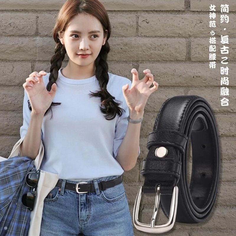 Fashion Female Antique Black Belt Metal Buckle Jeans Woman Faux Leather Belt
