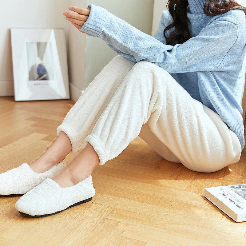 Warm Fleece Pants Women's Casual Home Trousers Coral Fleece Loose Comfortable Plush Pants Autumn Winter Female Clothes
