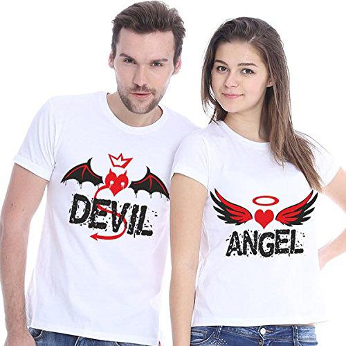 Valentine New Fashionable Cotton Couple Round Neck T-shirt Combo Pack