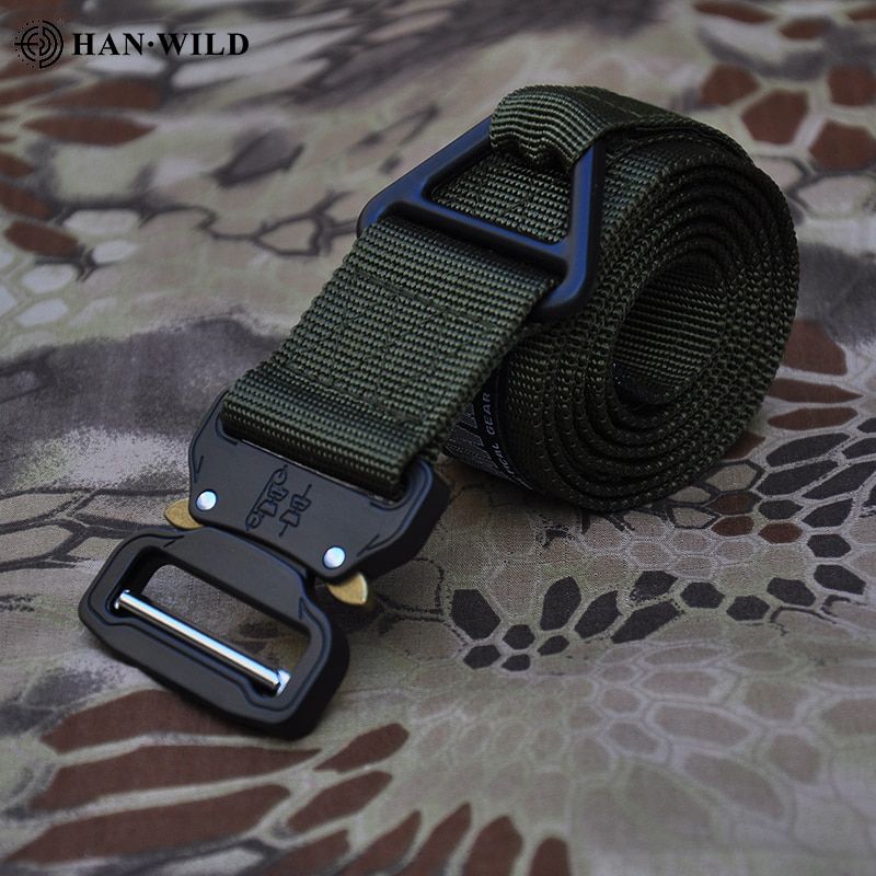 Tactical Hiking Belts Men Outdoor Fan Hook & Loop Nylon Belt Quick Release Heavy Duty Training Waistband