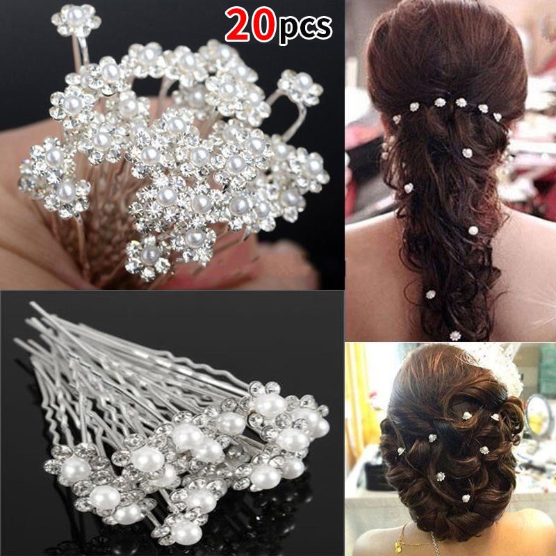 Wedding Bridal Pearl Flower Crystal Rhinestone Hair Pins Clips Bridesmaid Hairwear Jewelry Barrette Hairpins Hair Accessories