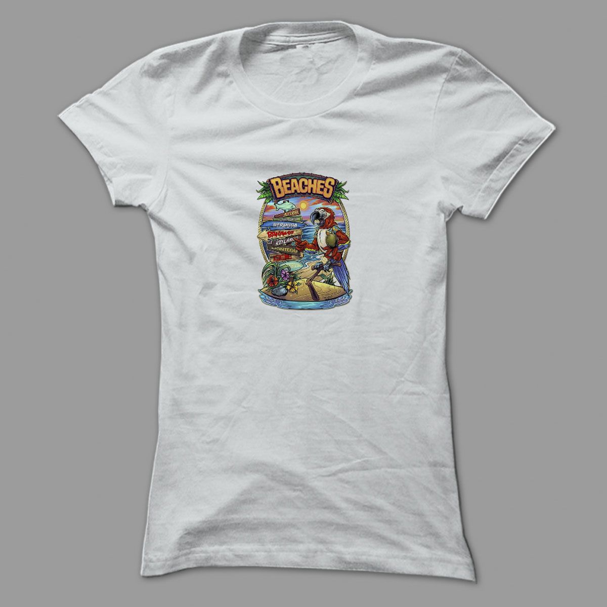 Beaches White Short Sleeves Comfortable and Fashionable T-Shirt